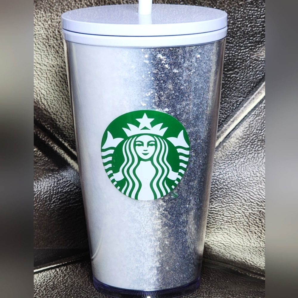 Starbucks Winter Christmas Holiday 2020 White Silver Glitter Ombre 16oz. Tumbler